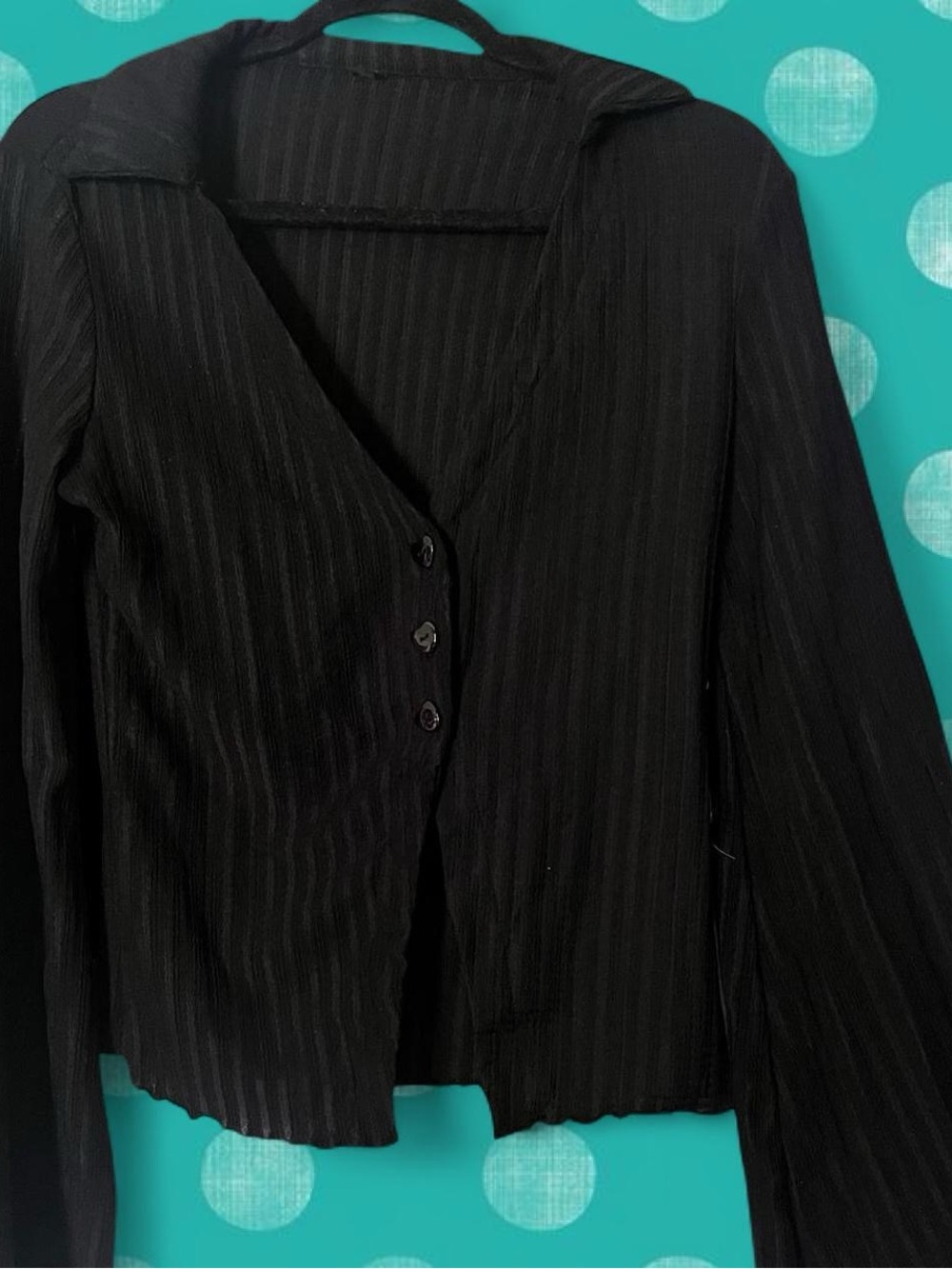 Black Striped Button-Up Blouse